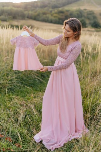 Long formal dress - MOM AND DAUGHTER - Old pink