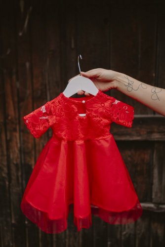 Společenské šaty – MAMA A DCERA – červený