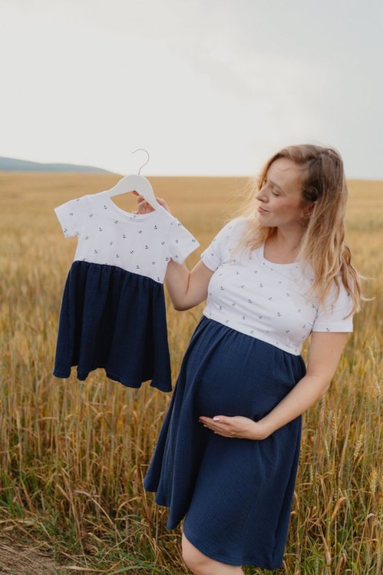 MATCHY muslin dress - Anchor Pattern - Size: XS