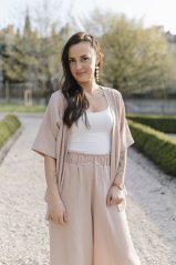 Krátké mušelínové kimono -béžová