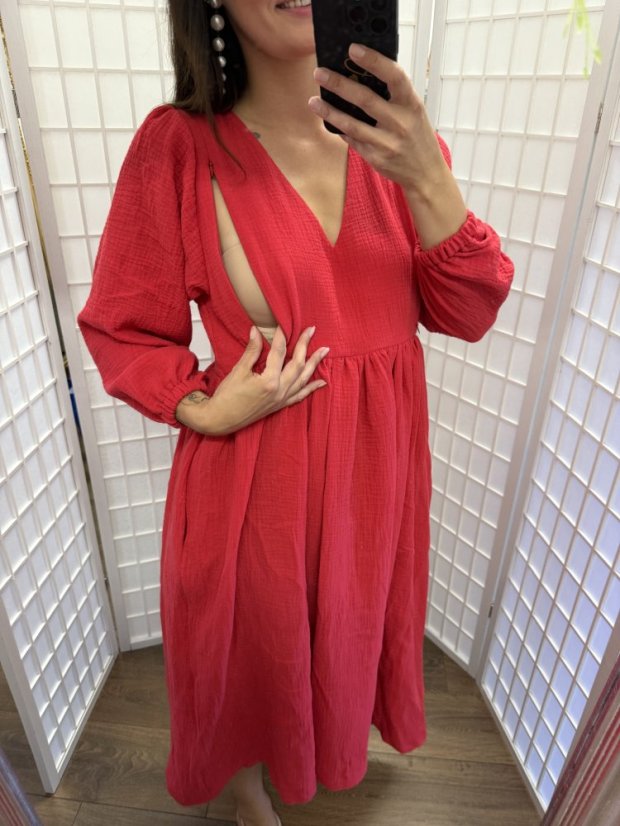 Breastfeeding "Boho Breeze" dress -Red