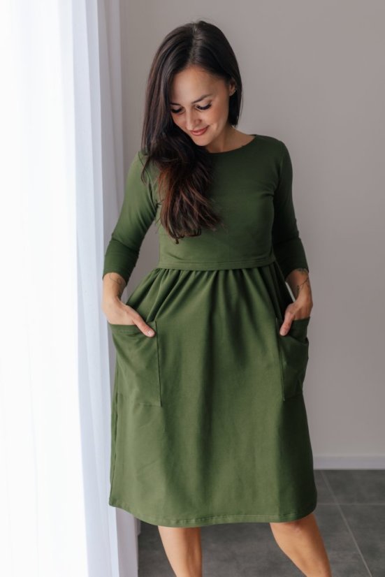 Tracksuit MIDI dress - Khaki - Size: S