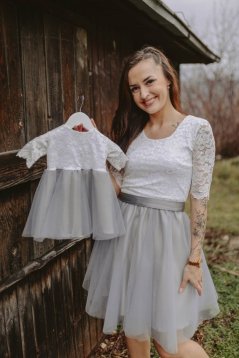 MATCHY formal nursing dress - white - grey