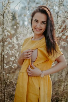 MIDI linen dress - mustard