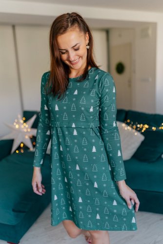 A-line Christmas MOM and DAUGHTER - green trees - Size: XS, Variant: Classic, Children's clothing size: 80-86