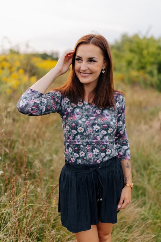 Cotton T-shirt - daisies - Size: M
