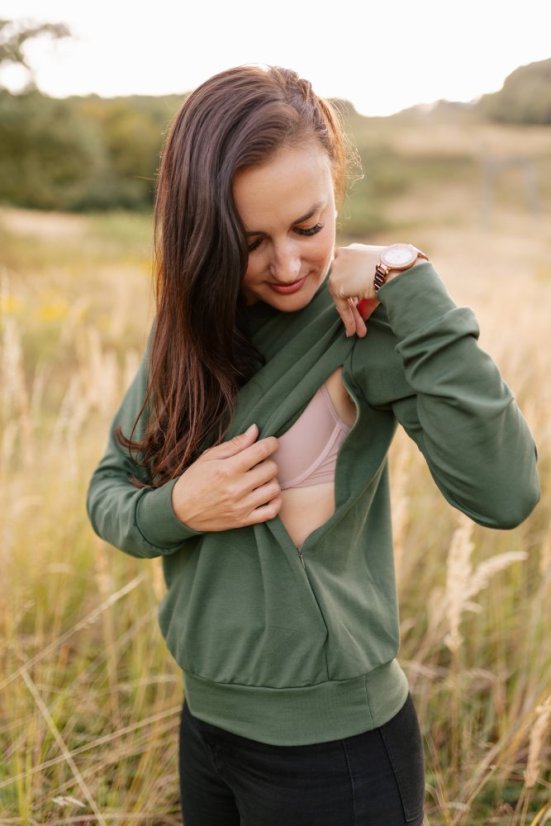 Women's thin sweatshirt - army green - Size: M/L