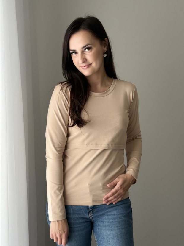 Nursing t-shirt - beige - Size: XS