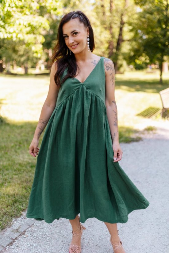 "Aura" dress - emerald - Size: XS/S, Variant: For breastfeeding, Length: Long