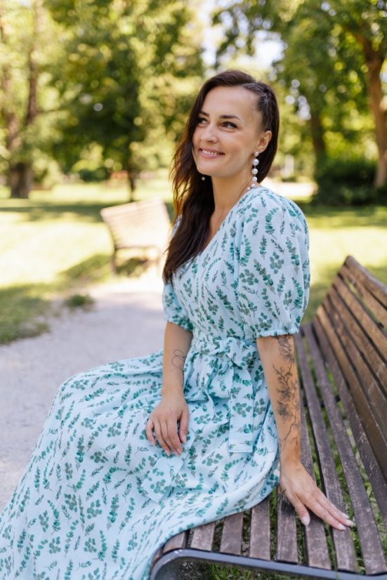 "Boho Breeze" dress MUM AND DAUGHTER - mint leaves - Size: XS/S