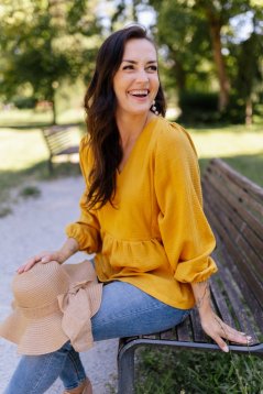 Muslin blouse "Boho Breeze" - mustard