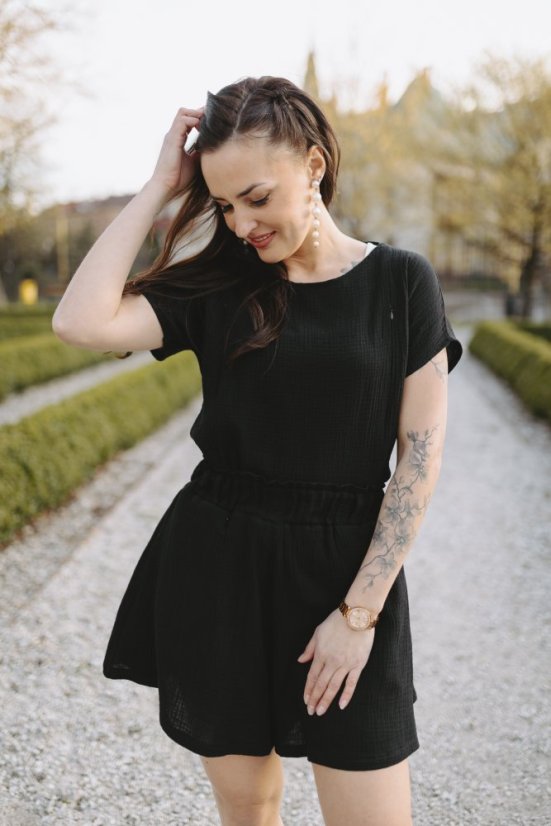 Mušelínové elegantní kraťasy - černé - Velikost: XL/2XL