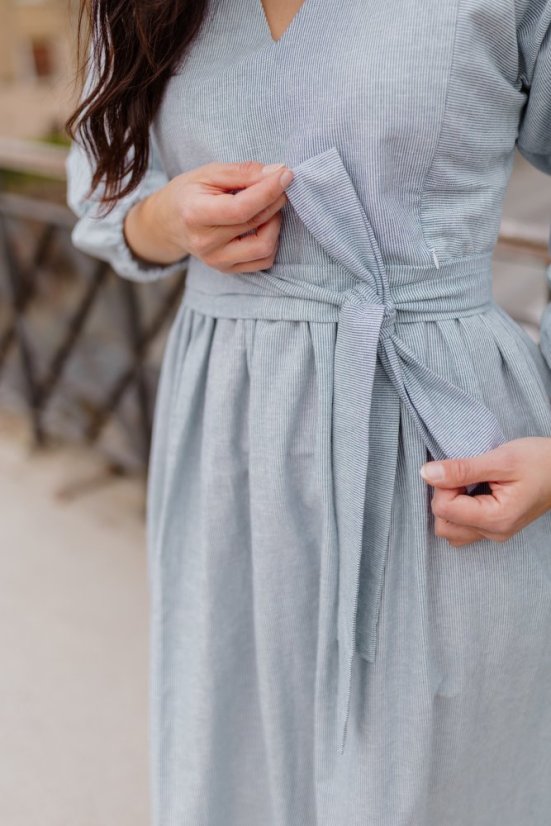 Linen dress "Boho Breeze"  - strips - Size: 3XL/4XL