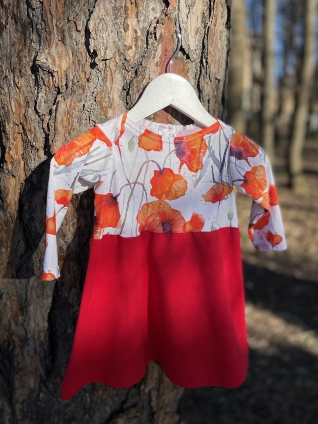 "Bohemia" dress - MOM and DAUGHTER - Red poppies - Size: XS