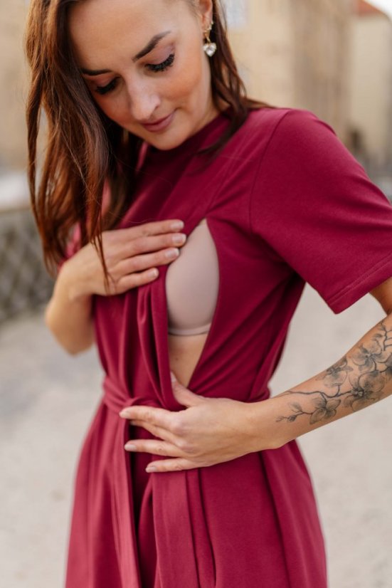 Teplákové šaty "Luna" – Bordová - Velikost: XL/2XL
