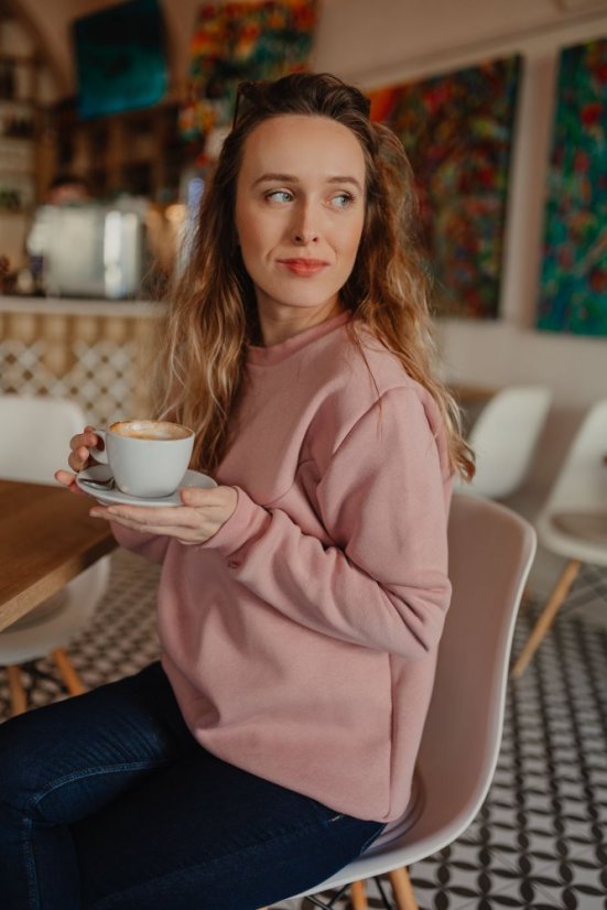 Teplá kojicí mikina/svetřík – starorůžová