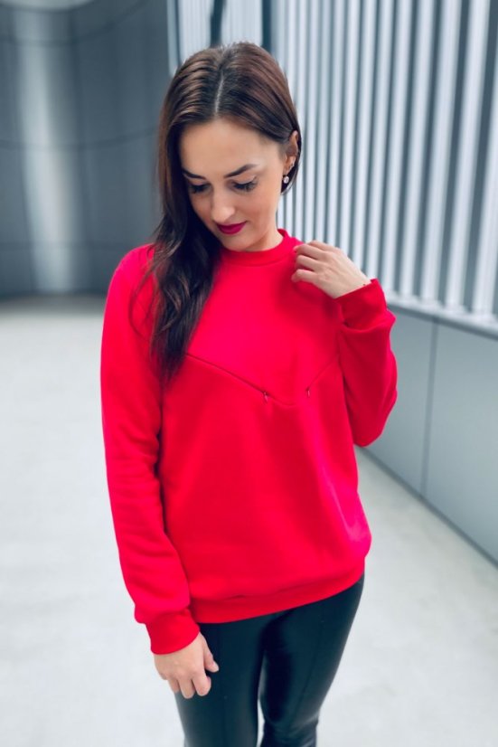 Warm Nursing Sweatshirt / Sweater  - Red