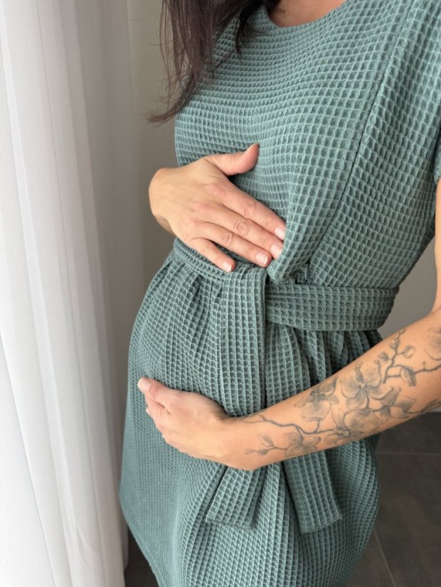 Bavlnené šaty "Waffle" - MÁMA A DCERA – dark mint - Velikost: XL/2XL