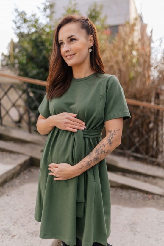 "Luna" Basic Dress - MUM AND DAUGHTER – Army green - Size: M/L