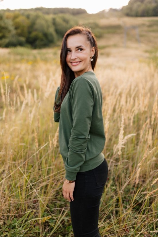 Women's thin sweatshirt - army green - Size: M/L