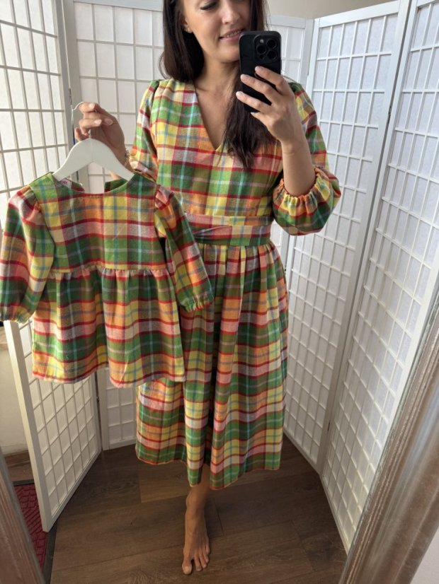 "Boho Flanel" dress MUM AND DAUGHTER - Autumn Tartan 🍂 - Size: 3XL/4XL
