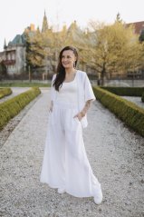 Long linen maxi pants - white