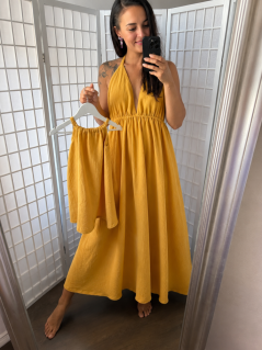 The Aria Muslin Dress - MUM and DAUGHTER - mustard