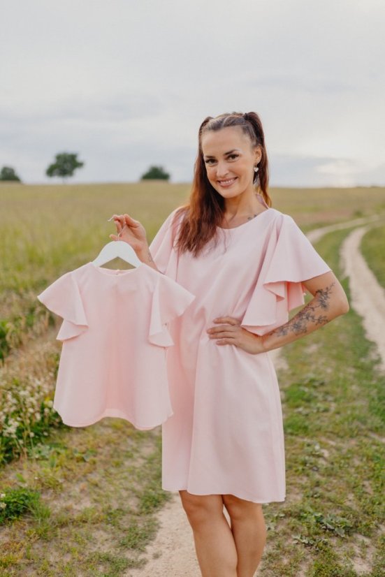 Společenské šaty – MAMA A DCÉRA – Růžové - Velikost: XS/S