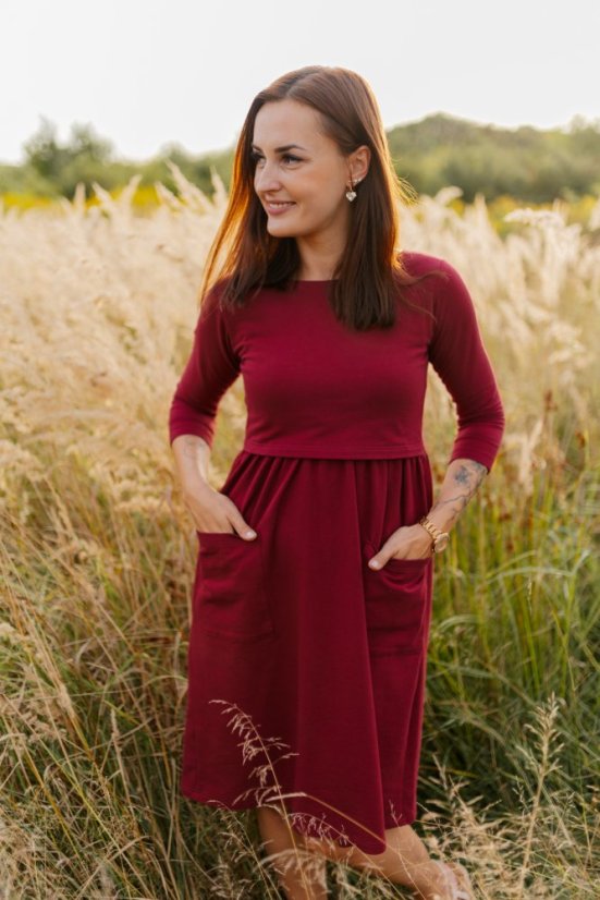 Tracksuit MIDI dress - Bordo - Size: M