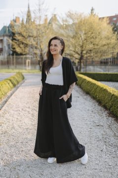 Luxurious muslin kimono set - black