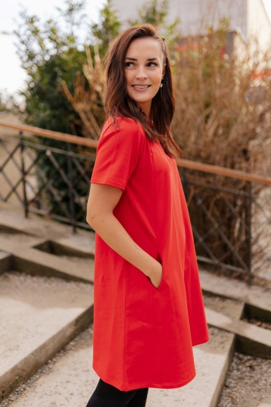 "Luna" Basic Dress - Red - Size: XXS