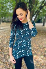 Asymmetrical nursing tunic – night hummingbird