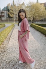 Long muslin maxi pants - dark old pink