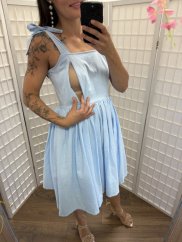 "Aurela romantic" linen dress - baby blue