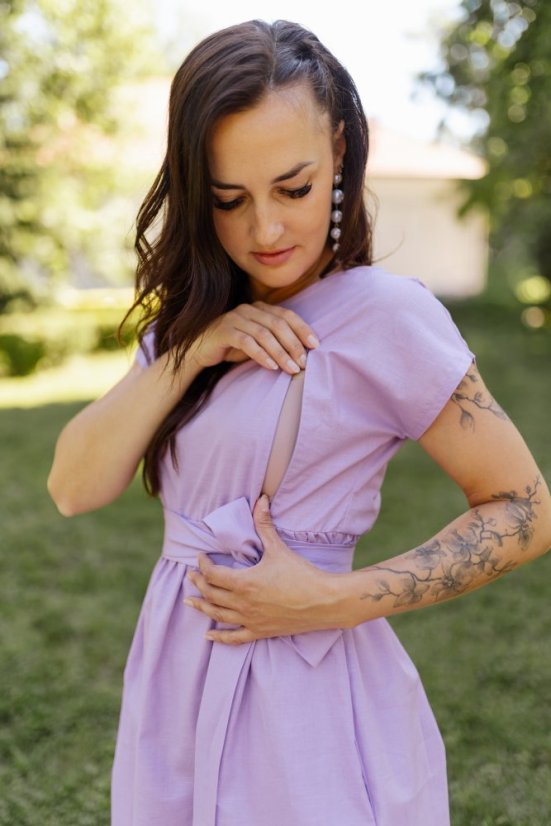 Lněné krátké šaty - tenčí len - různé barvy - Velikost: M/L