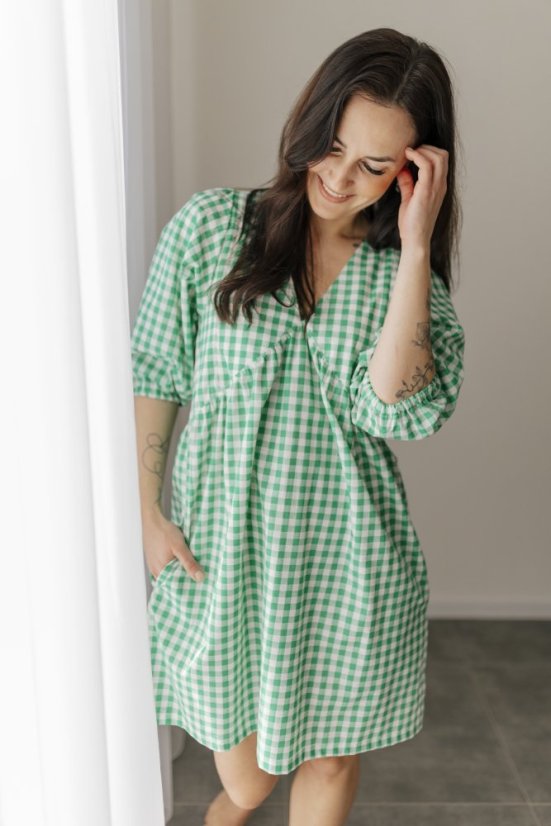 Breastfeeding "Tartana" dress - MOTHER AND DAUGHTER - green