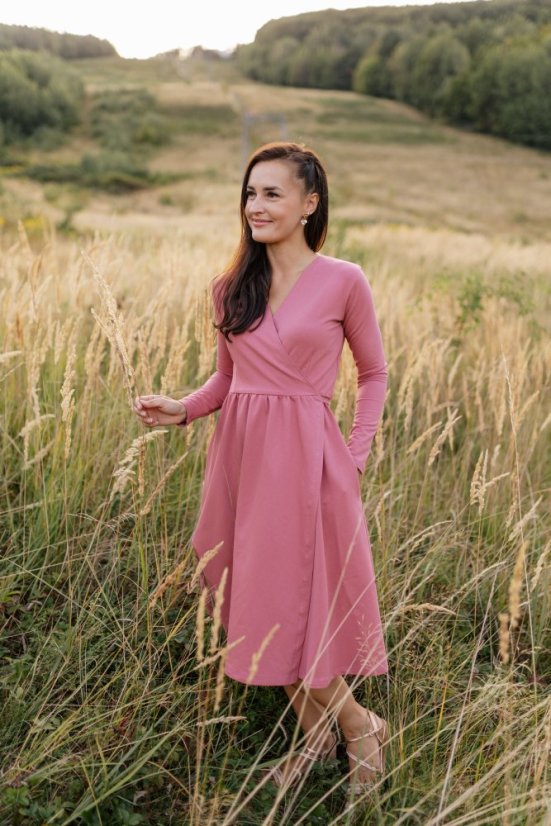 Zavinovací MIDI šaty – různé barvy - Velikost: XS/S