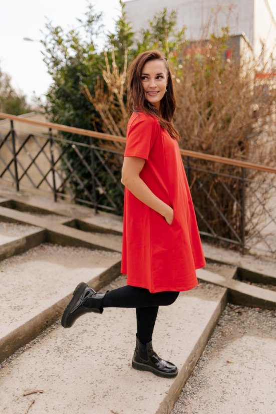"Luna" Basic Dress - MUM AND DAUGHTER – Red - Size: M/L