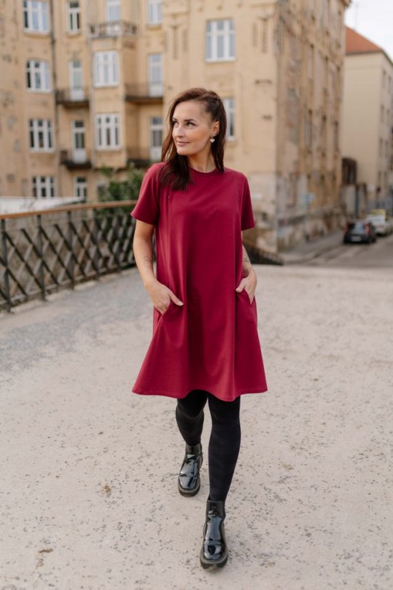 "Luna" Basic Dress - MUM AND DAUGHTER – Burgundy - Size: 3XL/4XL