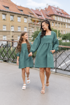 Dress "Maison Waffle" - MOM AND DAUGHTER - dark mint