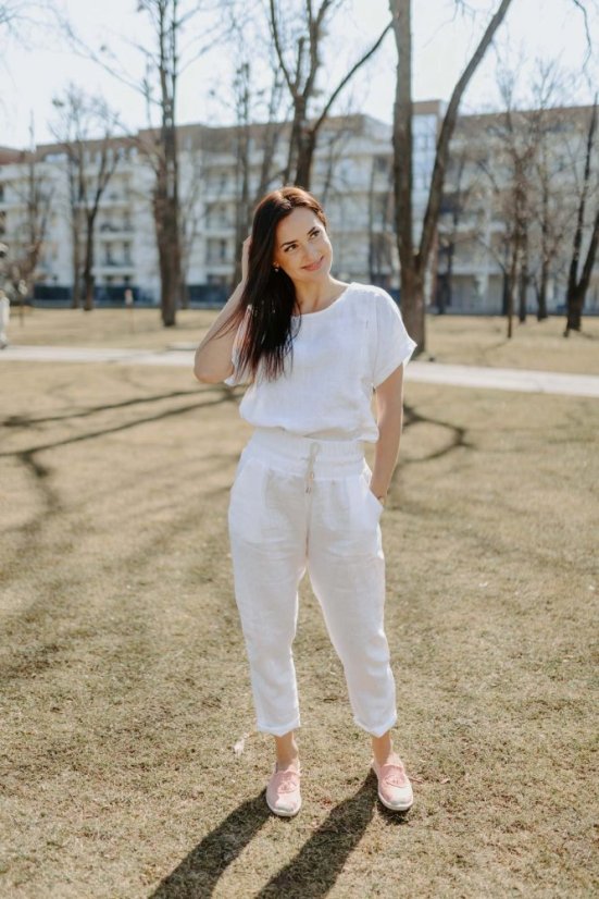 Linen nursing blouse - white