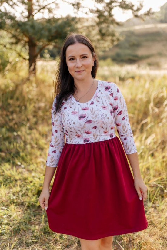 Dámské šaty „Bohemie“ – bordó maky - Velikost: XL