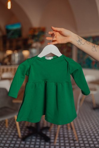 Breastfeeding Dress – Straight-line cut with pockets - Green - Size: S