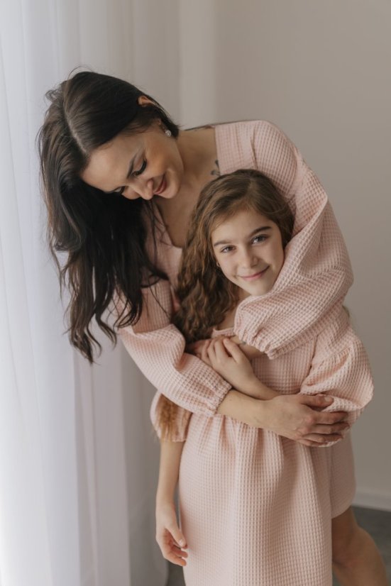 Waffle PUFF dress - MOM AND DAUGHTER - different colors
