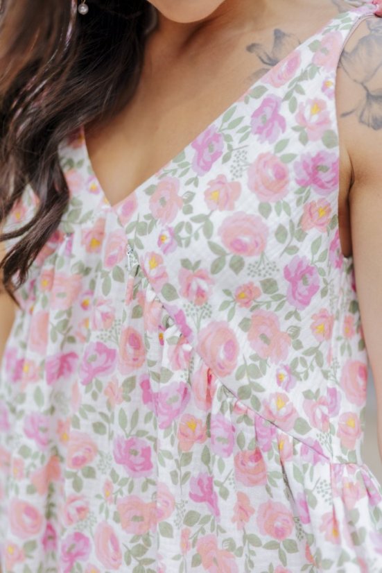 Šaty ke kojení "Aura" - Květiny - dlouhé