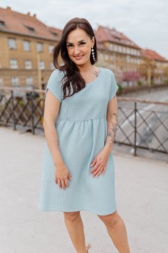 Bavlněné šaty "Waffle" - light blue