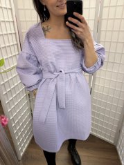 Waffle PUFF dress - MOM AND DAUGHTER - lila