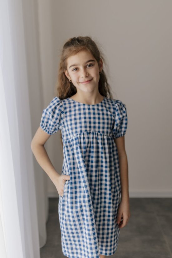 Breastfeeding "Tartana" dress - MOTHER AND DAUGHTER - blue