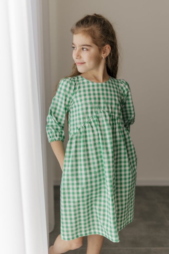 Breastfeeding "Tartana" dress - MOTHER AND DAUGHTER - green