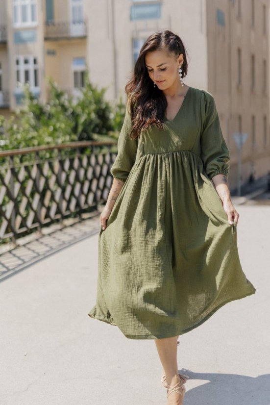 Breastfeeding "Boho Breeze" dress -army green